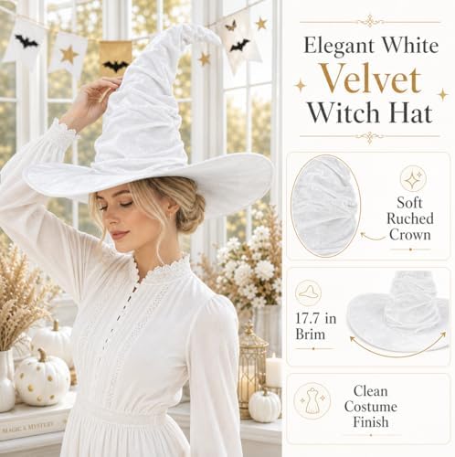 Women's Witch Hat with Shapeable Wide Brim and Adjustable Drawstring