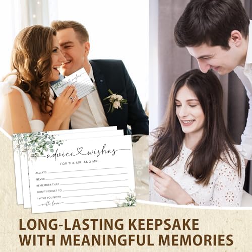 50 Pcs Advice and Wishes for the Mr and Mrs Cards - Bridal Shower Guest Book, Wedding Reception Decor, Newlywed Games, Engagement Party & Anniversary Keepsake -B04