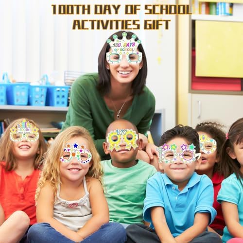 36Pcs 100 Days of School Coloring Glasses 100th Day of School Craft Art Kit