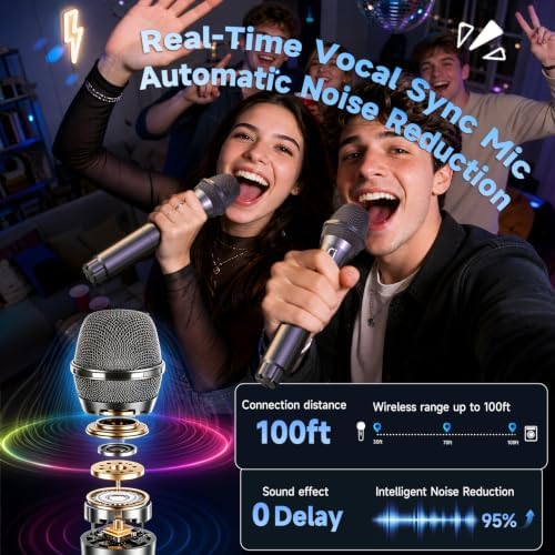 200W Karaoke Machine with Premium Wood Cabinet for Powerful Sound