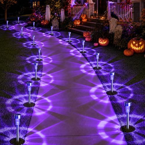 GIGALUMI Solar Halloween Lights Outdoor Waterproof 12-Pack Halloween Decor