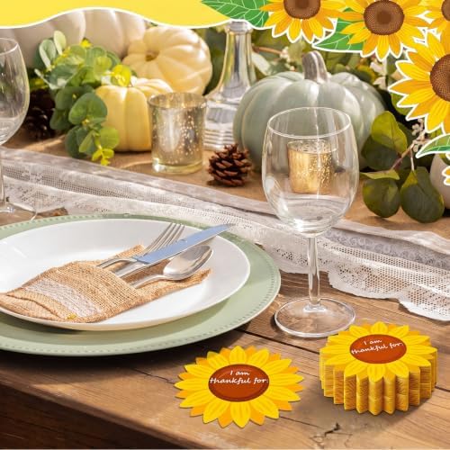 Qilery 100 Pcs Summer Table Place Cards Sunflower Cutouts
