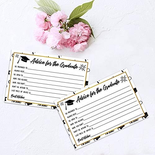50 Graduation Party Advice Wishes Cards for Graduate Class of 2025 College, High School, University Grad, Words of Wisdom Cards, Game Activity Cards, 4 x 6 Inches.