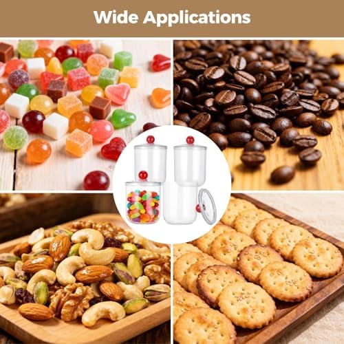 4 Pack 47 oz Clear Plastic Candy Jars with Lids, Large Cookie Storage Containers for Kitchen Counter, Wide Mouth Candy Cookie Canisters for Snacks Treats