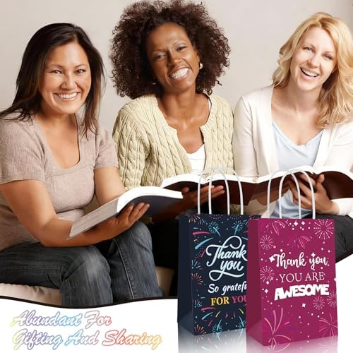 50 Pcs Thank You Gift Bags Team Employee Appreciation Gifts Bulk, Motivational Inspirational Paper Goodie Bags for Coworker Teacher Nurse Colleague Holiday Party Favor Supplies Women Men (Firework)
