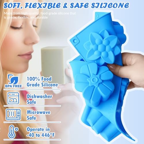 HKNMTT 3Pcs Soap Molds 6-Cavity Multi-Design Silicone Mold for DIY Craft