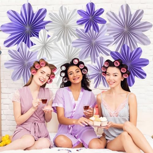 Purple Paper Flowers Lavender Purple White Hanging Paper Flower Fans