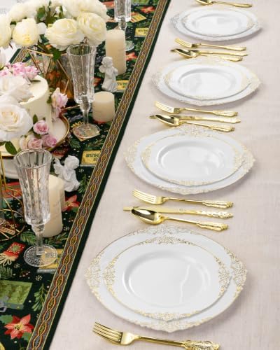 Goodluck 75 Pack Gold Plastic Silverware Set, Heavy Duty Cutlery