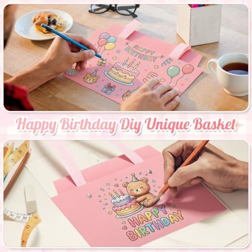 Colarr 12 Pack Basket for Gift Empty Bulk Empty Gift Basket Kit, Pink