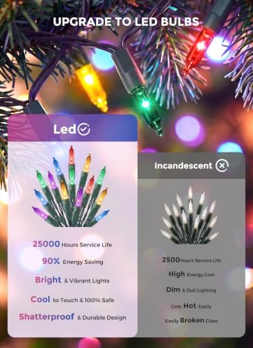 LED Christmas Lights Indoor Outdoor, 66FT 200 Count Mini String Lights