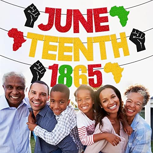 Juneteenth 1865 Banner Happy Juneteenth Black History Pride Independence Day Festival Party Decoration for Afro Africa American Celebrate June 19th Freedom Day Patriotic Party Supplies