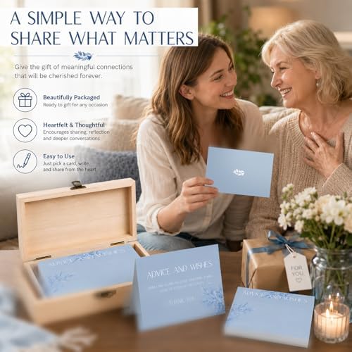 60pcs Dusty Blue Eucalyptus Advice and Wishes Cards, 5.7"x3.8" Wedding Advice Cards for Bridal Shower, 250gsm Thick Paper Wedding Guest Book Alternative for Mr & Mrs