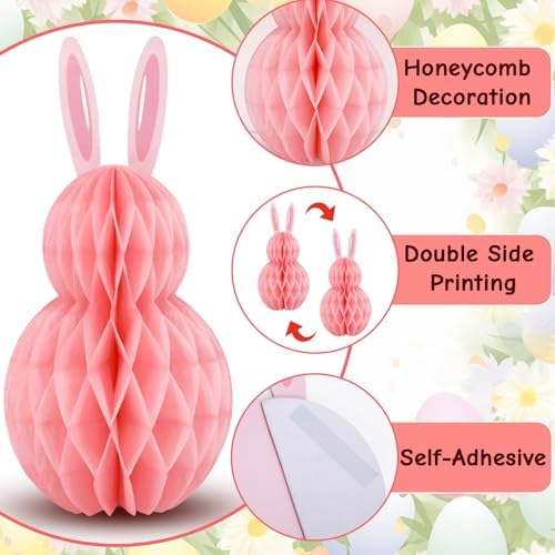 6Pcs Easter Honeycomb Centerpiece Table Bunny Decorations Supplies