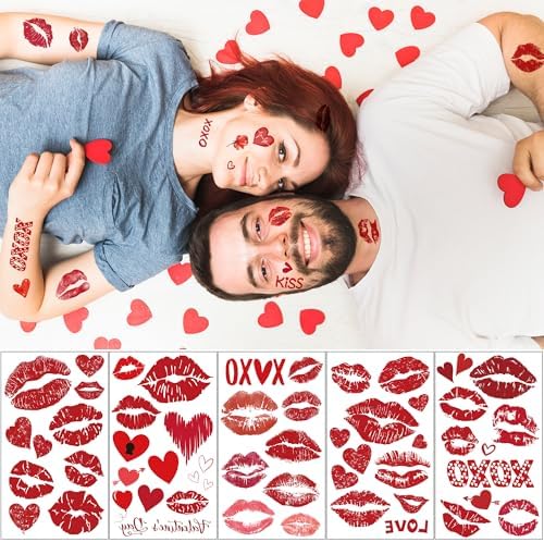 Cupid Costume Women - 120 Pack Kiss Tattoos Temporary - Lip Tattoo Cupid Accessories Bow and Arrow Shirts Dress | Heart Lipstick Stickers Gifts Holiday Party Favors Crafts Decor for Women Adults