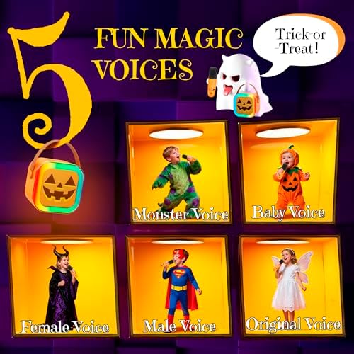IROO Mini Karaoke Machine for Kids, Halloween Party Supplies & 2025 TOP Toy Gifts Ideas for Girls Boys Ages 4-12, Portable MP3 Player with 2 Wireless Mics for Birthday Christmas Singing Games（Pumpkin）