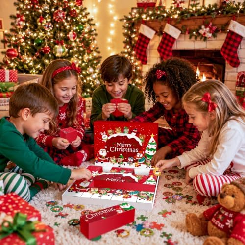 JWSCYSY 2026 Christmas Advent Calendar Box Set DIY - 24 Empty Surprise Gift Boxes with Number Stickers to Fill, Countdown Calendar for Kids Family Holiday Christmas Decorations (Red)