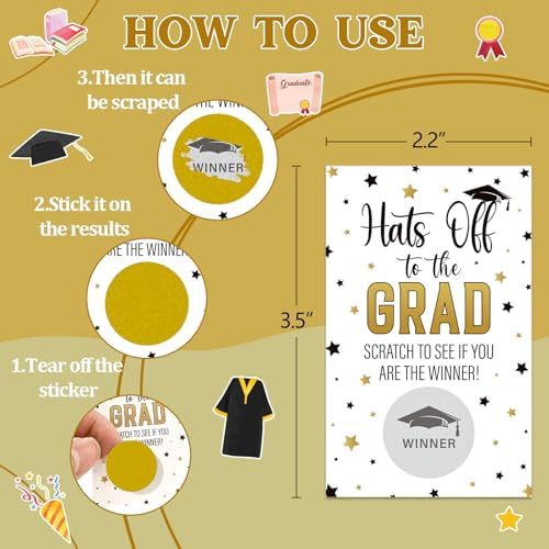36PCS Graduation Scratch Off Cards - Congrats Grad Raffle Tickets Game Cards for High School College Graduation Party Favors & Supplies