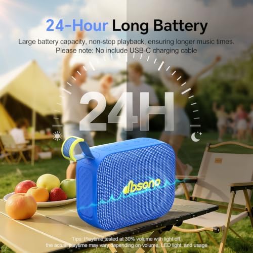 dbsono Portable Bluetooth Speaker Line-in Support: IPX5 Waterproof, Blue
