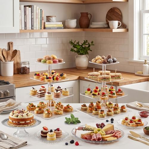 6 Pcs Acrylic Dessert Stand Set Tiered Tray Holder, Cute Style