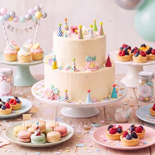 12 Pcs Mini Happy Birthday Hat Cupcake Toppers for Animal Figure