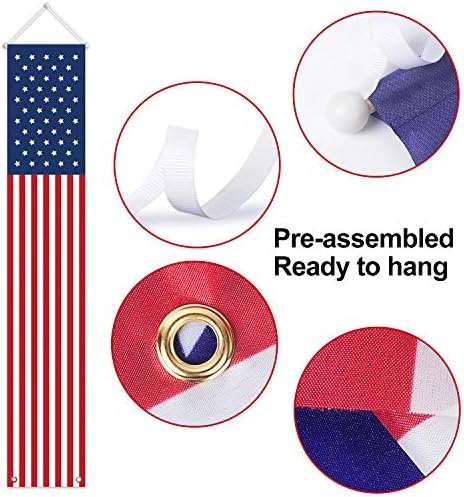 4th of July Decorations Outdoor - Hanging American Flag Banners Porch Sign