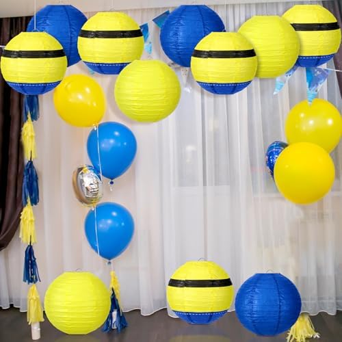 Baquler 12 Pcs Halloween Hanging Lanterns Decorations, Yellow, Blue