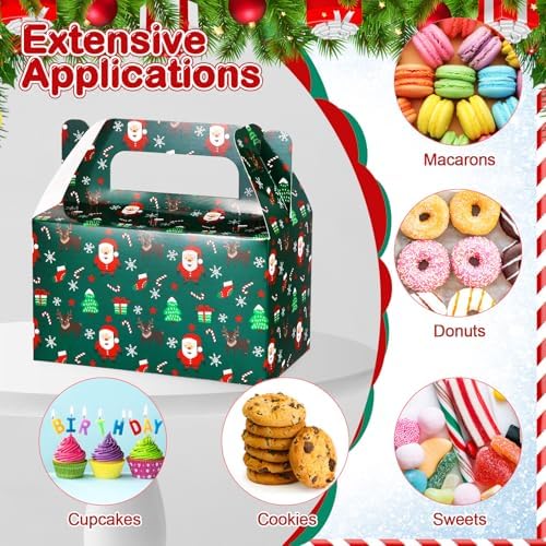 Zhanmai 36 Pack Christmas Treat Box Xmas Goodie Santa Claus Boxes for Treats Christmas Gift Cookie Cupcake Snack Container with Handle Party Favor