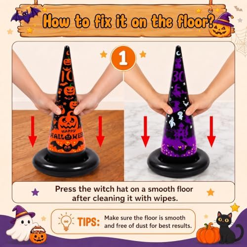 Voiiake 3 Pack Witch Hat Halloween Inflatables Ring Toss Game - Fun Halloween Games,Toys & Party Supplies, Games & Toys for Kids Adults