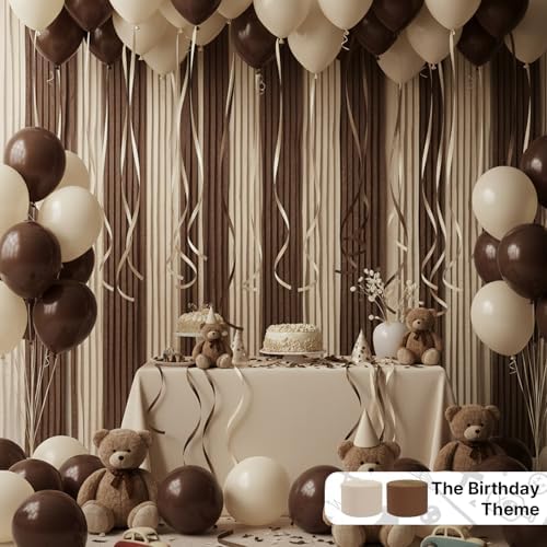 PartyWoo Brown Crepe Paper 4pcs 328 FT Boho Neutral Streamers