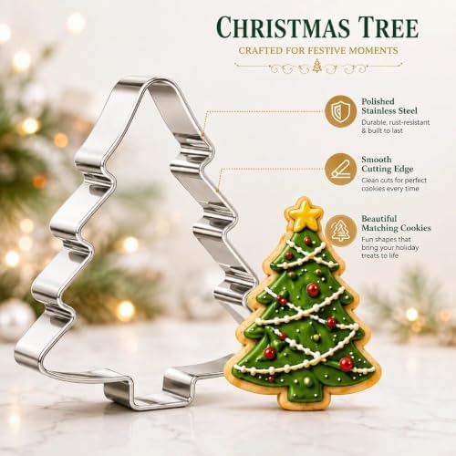 Christmas Cookie Cutters Set, 25 Stainless Steel Holiday Shapes