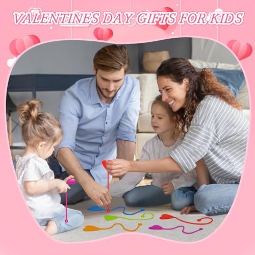 Valentines Sticky Hands Bulk 48 PCS Heart Valentines Party Favors for Kids