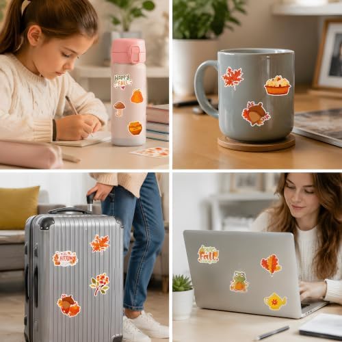 Fall Stickers - 100 PCS Thanksgiving Stickers for Kids