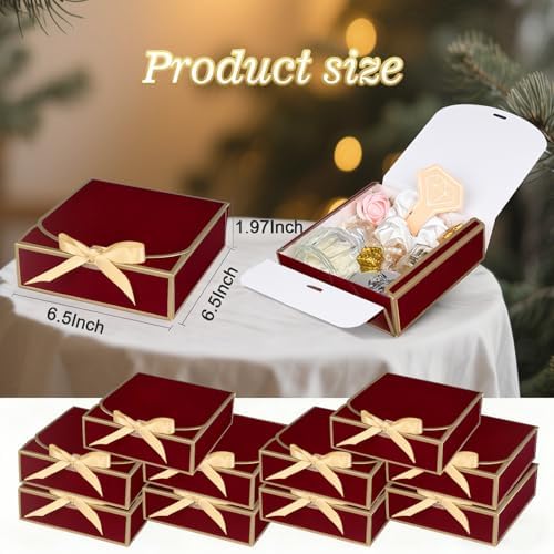 WLUSEAXI 10 Pack Small Gift Boxes with Lids, Red Gift Boxes with Ribbons