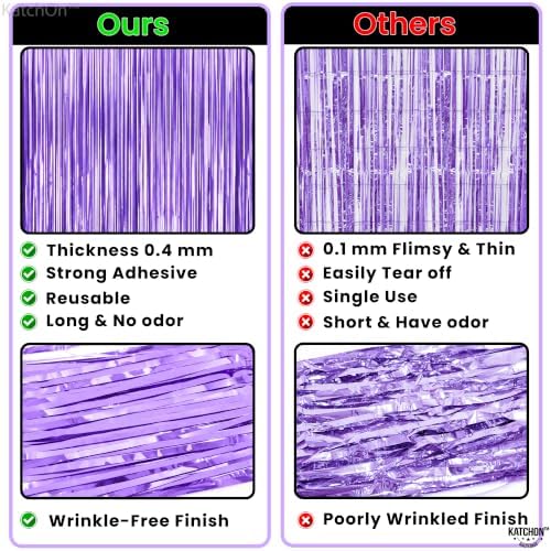 KatchOn Purple Streamers Backdrop - 3.2x8 Feet, Pack of 2, Purple Decor