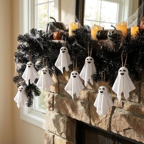 24 Pcs Halloween Hanging Ghost Cloth Decoration Small White Ghost Ornaments