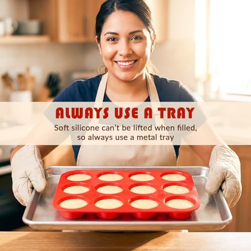 HKNMTT Silicone Muffin Pans for Baking 12Cups BPA-Free Egg Bites Mold
