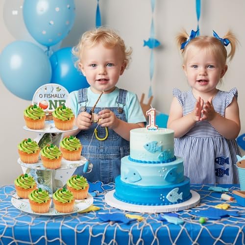 Officially One Cupcake Stand - 3 Tiered Fishing Birthday Decoration