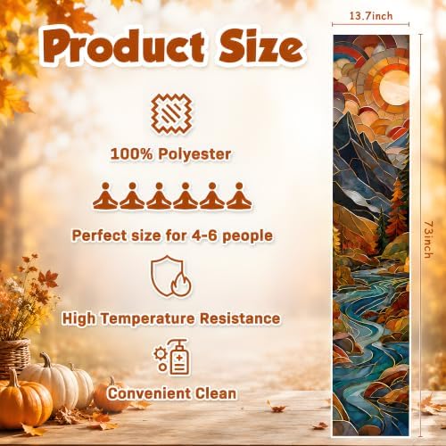 Fall Decorations for Home - Stained Glass Mountain River Fall Table Runner