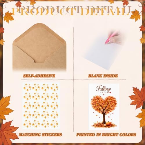 Eaasty 50 Sets Greeting Cards & Envelopes, Autumn Style