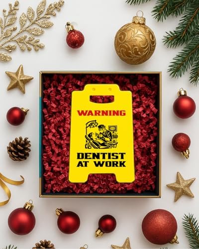 Funny Dentist Gifts Dental Office Decor Warning Dentist at Work Desk Sign