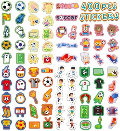 Soccer Party Favors, 400Pcs Soccer Stickers for Boys Girls Kids Teens