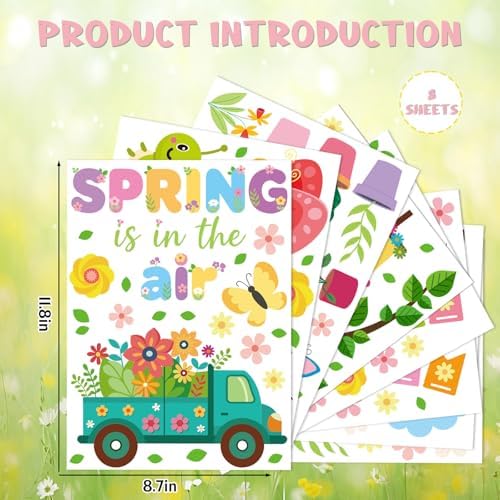 Xzentira 163Pcs Spring Window Clings Spring Stickers for Glass Windows Double-Sided Window Decals with Flowers Butterfly Bees Birds for School Home Office Accessories Party Supplies