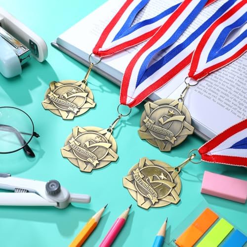 Quelay 30 Pcs 2 Inches Award Medals Bulk Medals Bulk with Neck Ribbons Metal Trophy Award Prize Gift for Tournaments, Competitions, Party, Kids and Adults