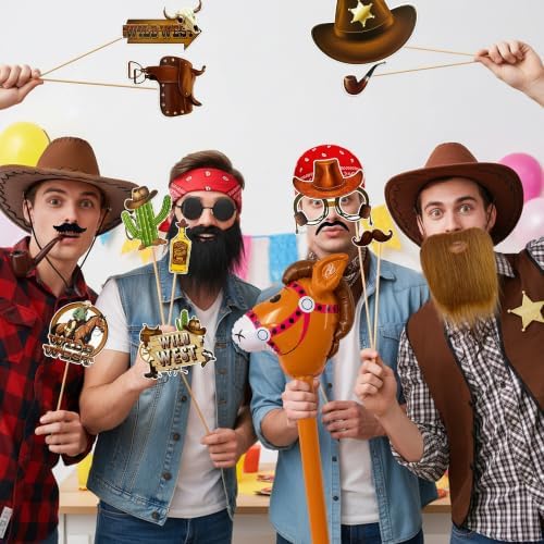 44PCS Wild West Themed Photo Booth Props for Funny Party Kit