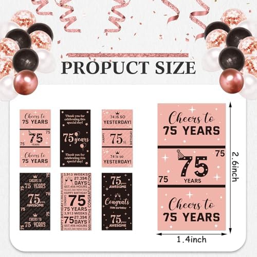 Tenare 90 Pcs 75th Birthday Candy Wrappers, Pink Stickers