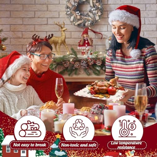 Whaline 3 Pcs Christmas Serving Trays Xmas Tree Plastic Serving Platters Dishes for Holiday Party Breakfast Lunch Dinner Food Snack Supplies, 10 x 13 Inch