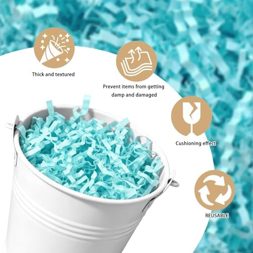 Zankubom 10 LB Light Blue Crinkle Cut Paper Shred Filler Great for Gift Wrapping, Basket Fillers, Birthday, Gift Wrapping, Anniversary, Halloween Thanksgiving Christmas Party Decor Filling Supplies