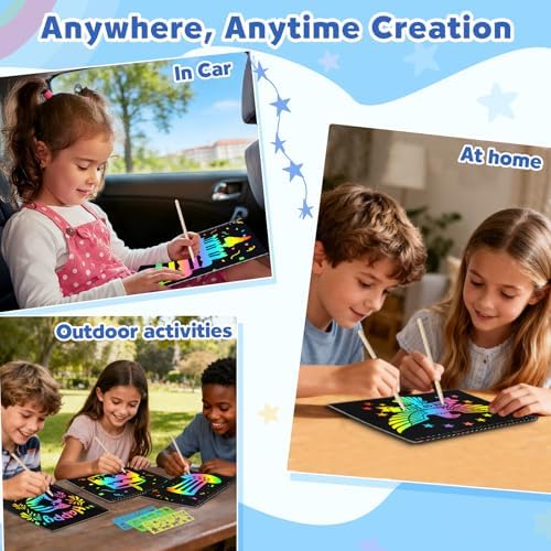 ZMLM Scratch Paper Art-Crafts Gift: 2 Pack Rainbow Notebooks Supplies Toys