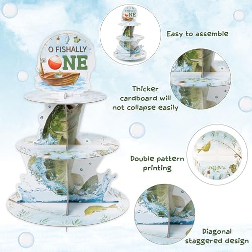 Officially One Cupcake Stand - 3 Tiered Fishing Birthday Decoration