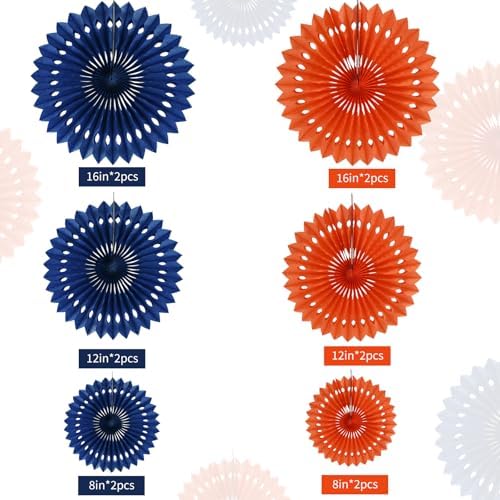 BEISHIDA Honeycomb Round Paper Fans Blue Orange Hanging Party Decoration
